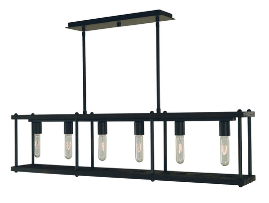 Framburg 6-Light Matte Black Industria Island Chandelier 5536-MBLACK