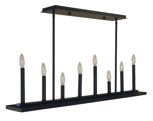 Framburg 8-Light Matte Black Industria Island Chandelier 5538-MBLACK