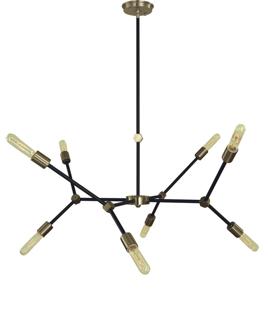 Framburg 8-Light Brushed Nickel Matte Black Accents Kinetic Dining Chandelier 5632-BN-MBLACK