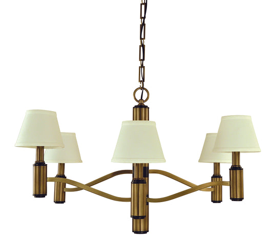 Framburg 6-Light Antique Brass Matte Black Accents Hampton Dining Chandelier 5636-AB-MBLACK