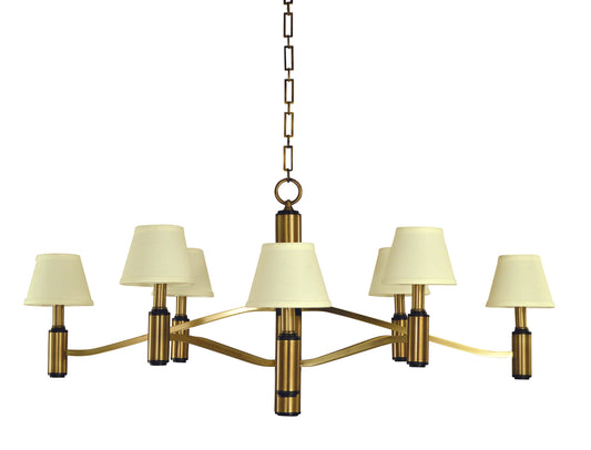 Framburg 8-Light Antique Brass Matte Black Accents Hampton Dining Chandelier 5638-AB-MBLACK