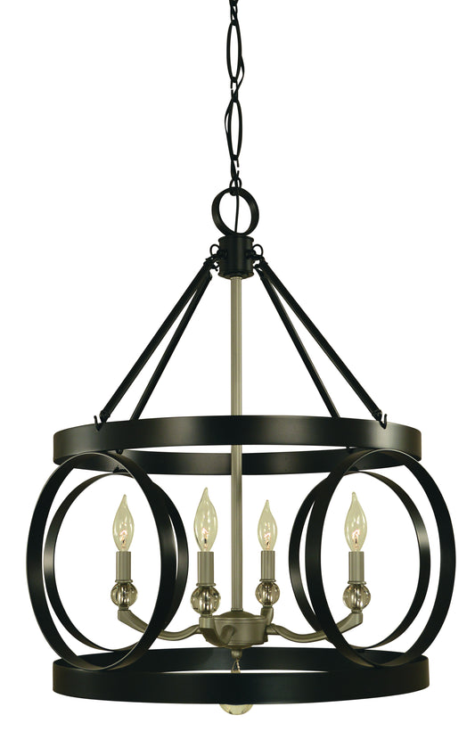 Framburg 4-Light Matte Black Satin Pewter Amelia Dining Chandelier 5704-MBLACK-SP