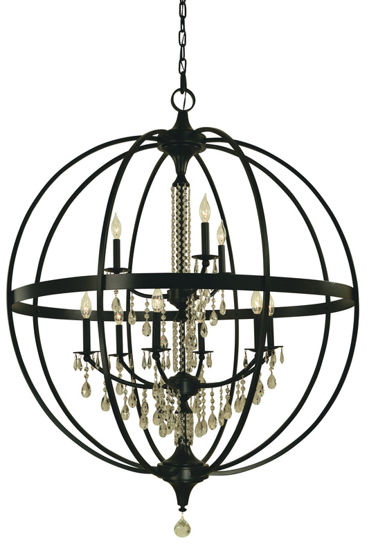 Framburg 9-Light Matte Black Olivia Foyer Chandelier 5719-MBLACK