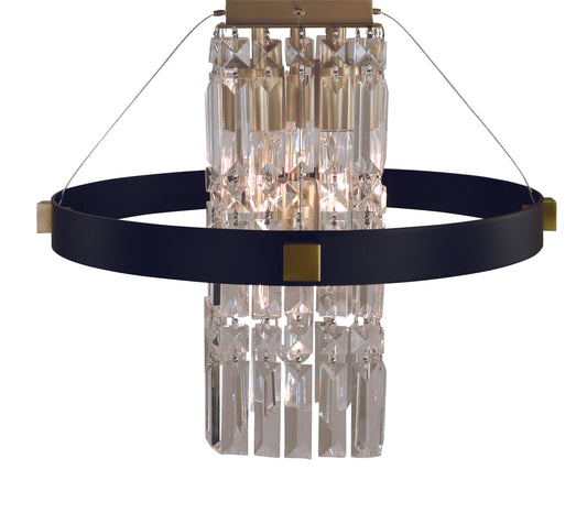 Framburg 5-Light Brushed Brass Matte Black Iris Flush Mount Chandelier 5732-BR-MBLACK