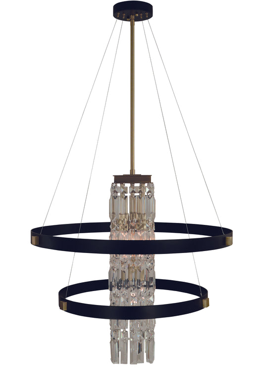 Framburg 5-Light Brushed Brass Matte Black Iris Chandelier 5735-BR-MBLACK