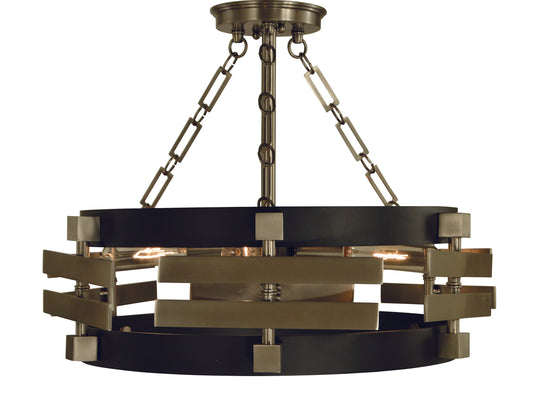 Framburg 3-Light Brushed Nickel Matte Black Eden Semi Flush Mount Chandelier 5740-BN-MBLACK