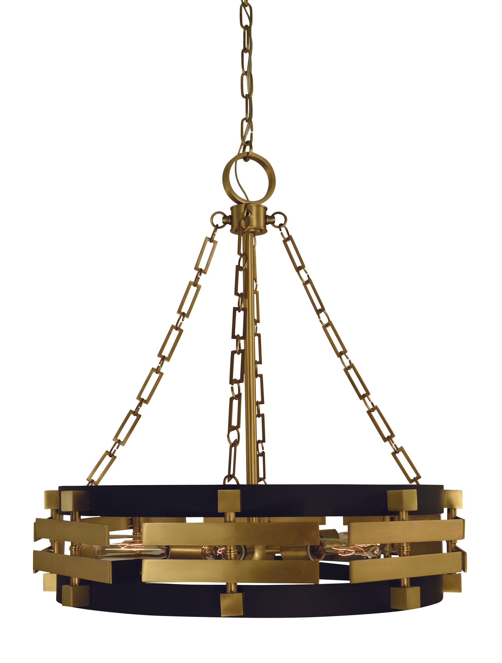 Framburg 6-Light Brushed Brass Matte Black Eden Chandelier 5746-BR-MBLACK