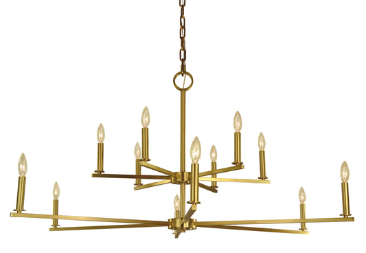 Framburg 12-Light Brushed Brass Evelyn Foyer Chandelier 5762-BR