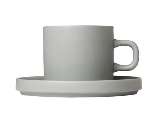 Blomus Germany Pilar Coffee Cups Saucers Mirage Grey 63911