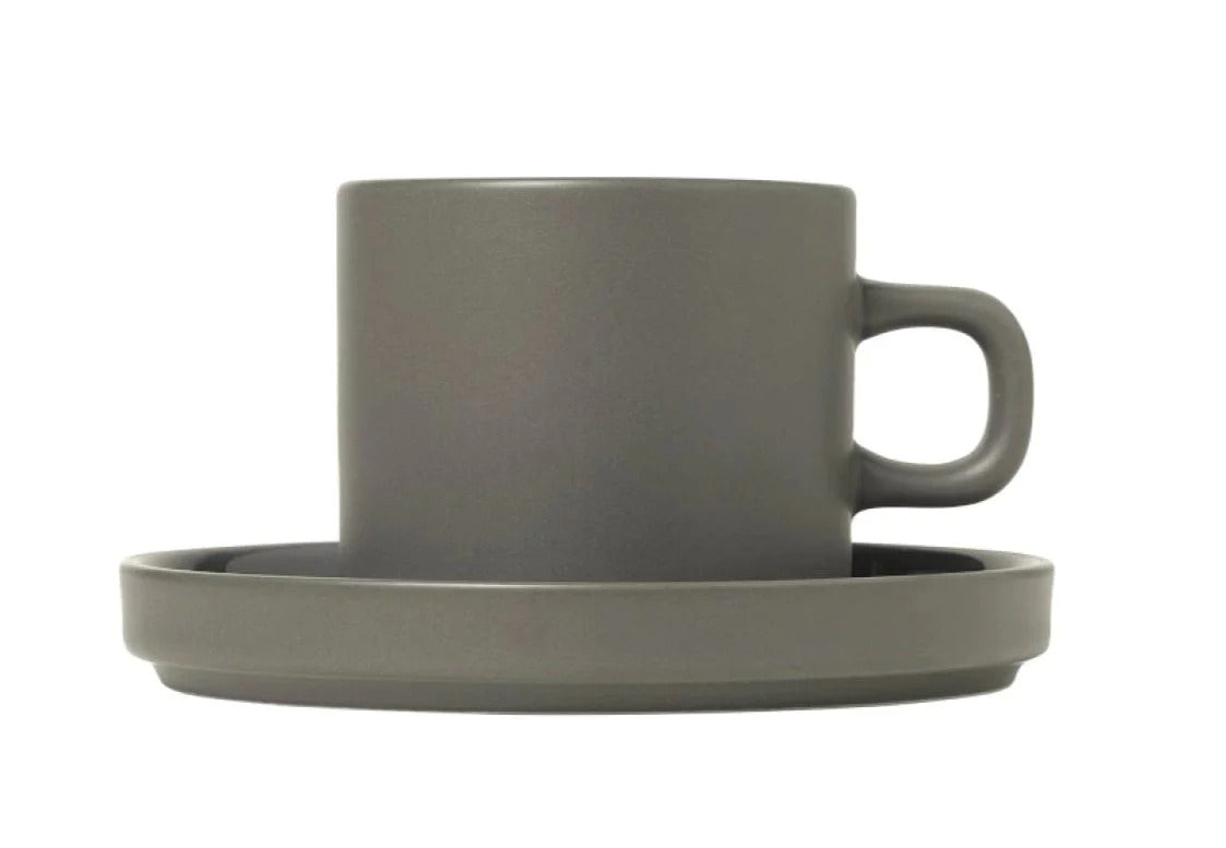 Blomus Germany Pilar Coffee Cups Saucers Pewter 63974