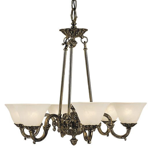 Framburg 6-Light French Brass Napoleonic Dining Chandelier 7886-FB-WH