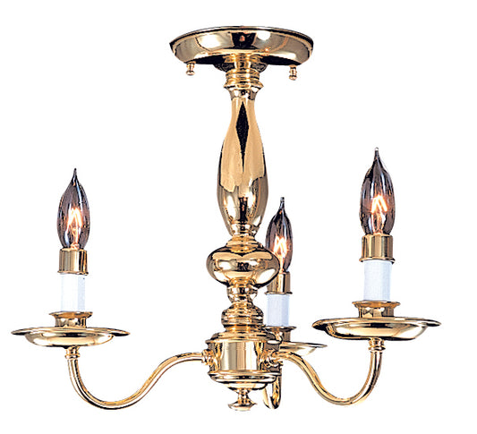 Framburg 3-Light Polished Brass Jamestown Flush Semi-Flush Mount 9133-PB