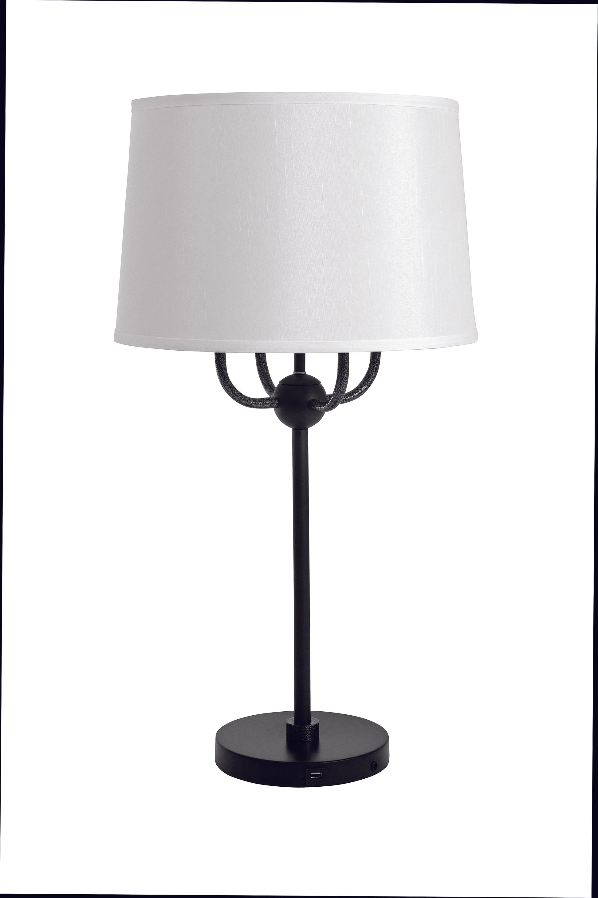 House of Troy Alpine 4-Light Cluster Black Supreme Silver Hammered Accent Table Lamp A751-BLK-SS