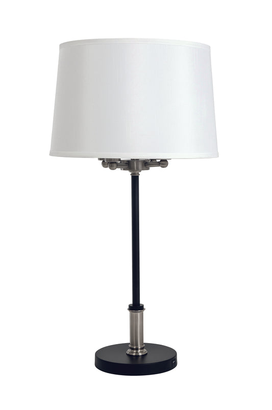 House of Troy Alpine 4-Light Cluster Black Satin Nickel Table Lamp White Silk Softback A752-BLK-SN