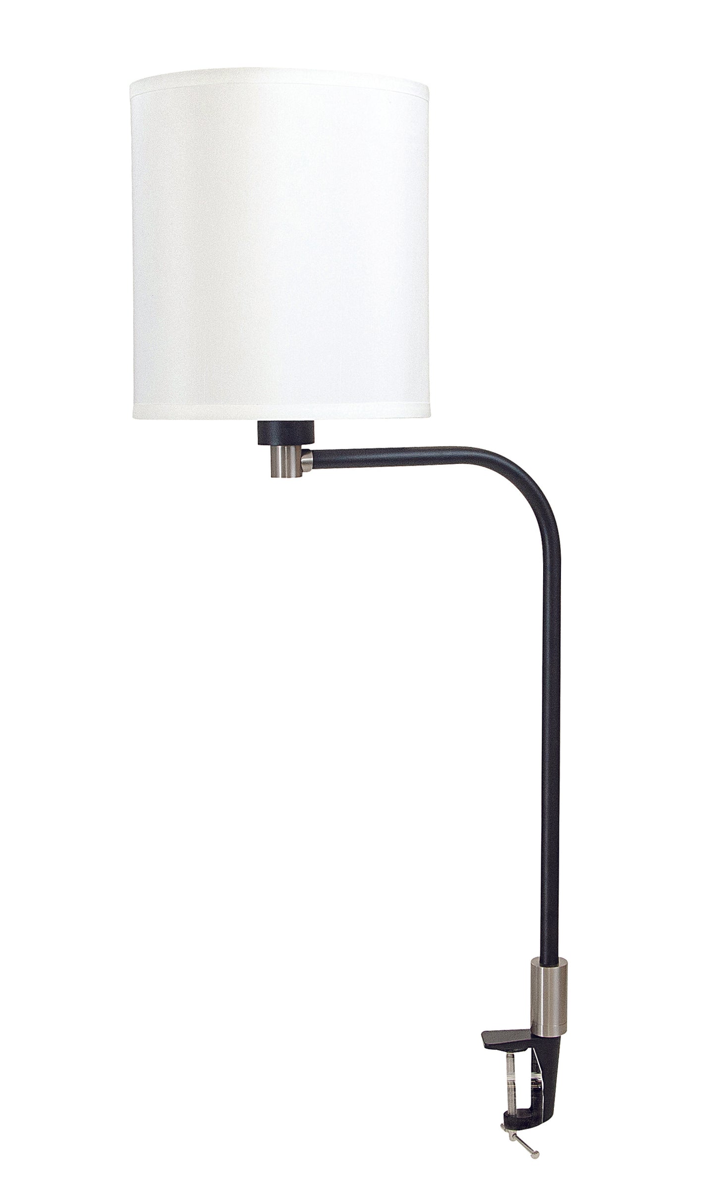 House of Troy Aria Clip On Table Lamp Fabric Shade Black Satin Nickel AR402-BLK-SN