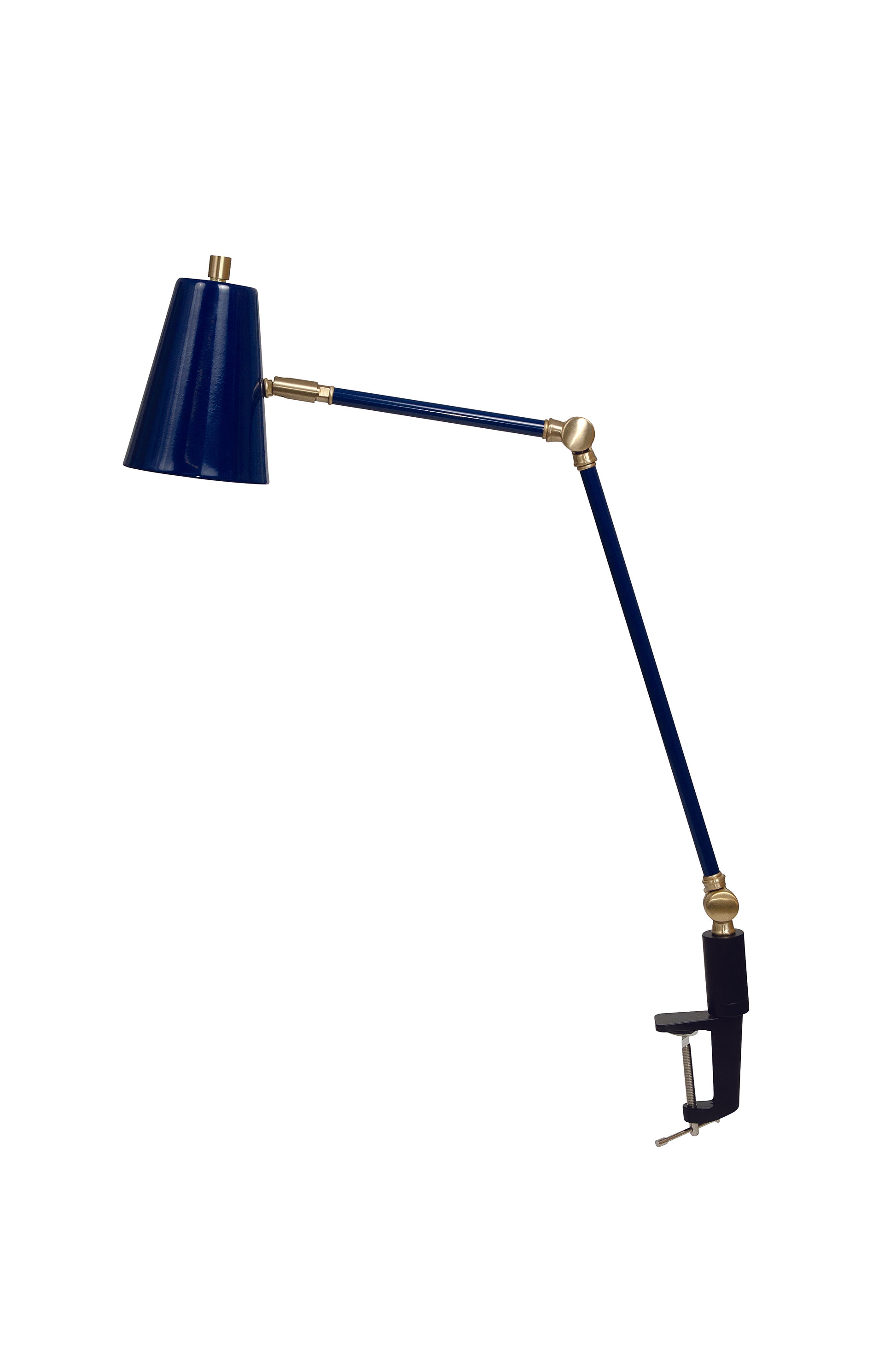 House of Troy Aria Clip On Table Lamp Spot Light Navy Blue Satin Brass AR403-NB-SB