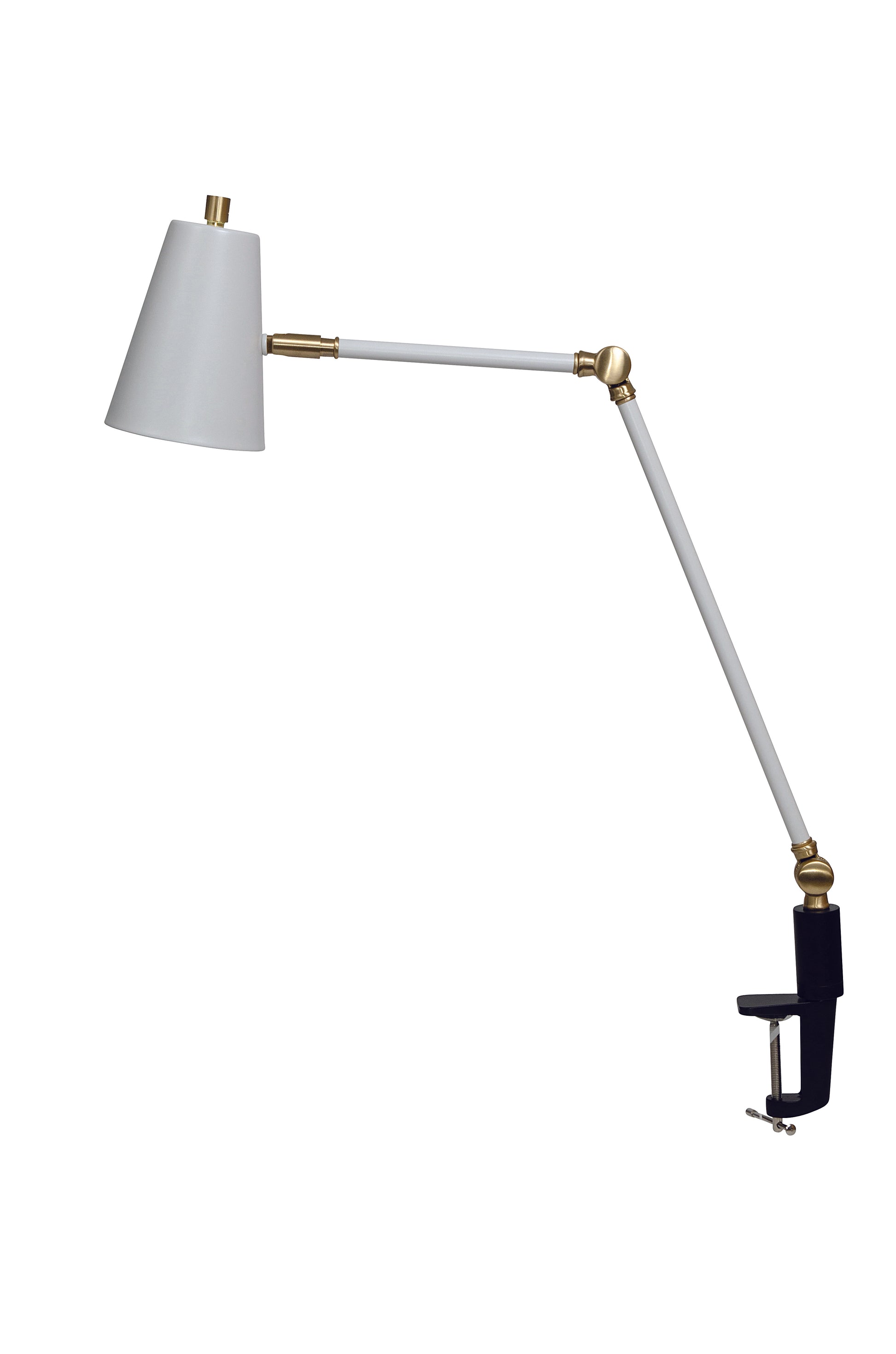 House of Troy Aria Clip On Table Lamp Spot Light White Satin Brass AR403-WT-SB