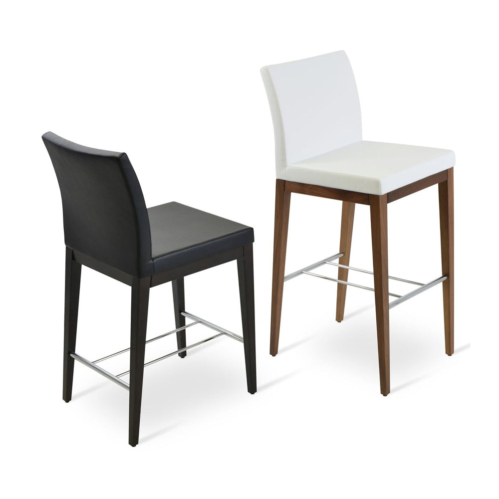 sohoConcept Aria Wood Counter Stool Leather