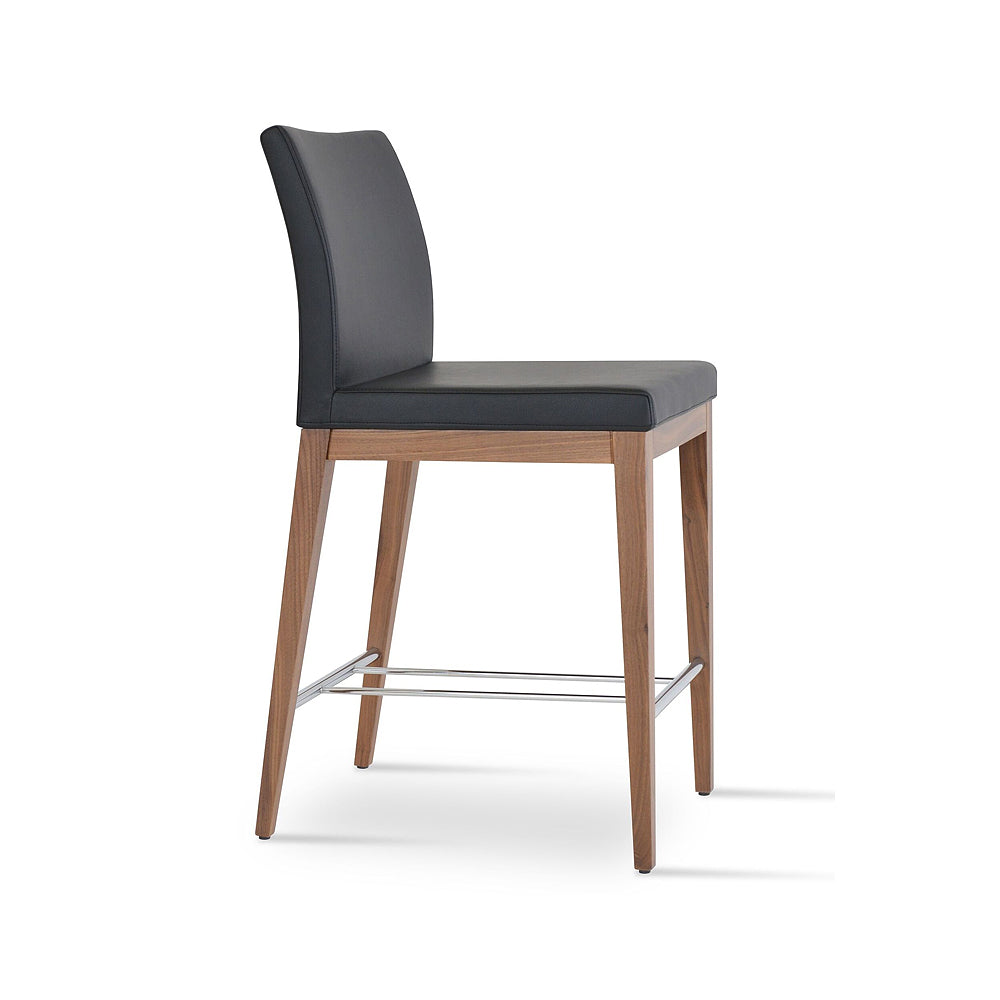 sohoConcept Aria Wood Counter Stool Leather