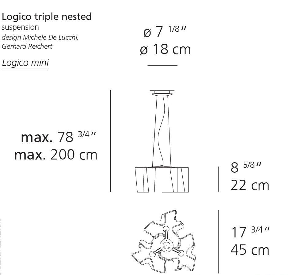 Artemide Logico Triple Elegant Nested Suspension - Artful Hanging Light Fixture for Stylish Homes