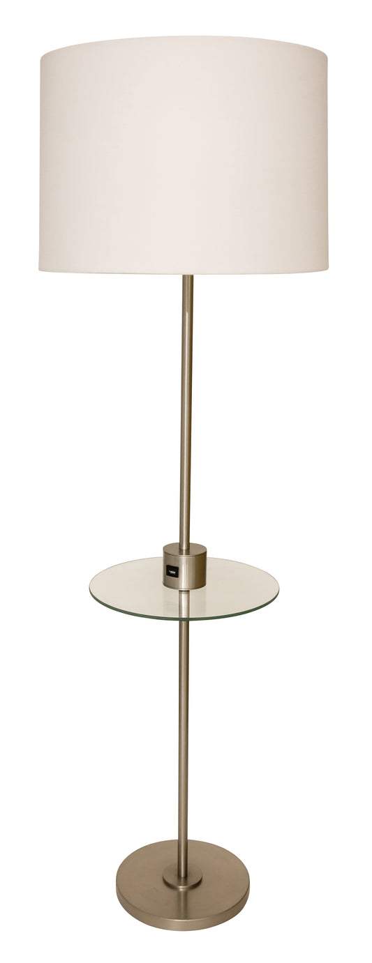 House of Troy Brandon Floor Lamp USB Port Satin Nickel BR102-SN