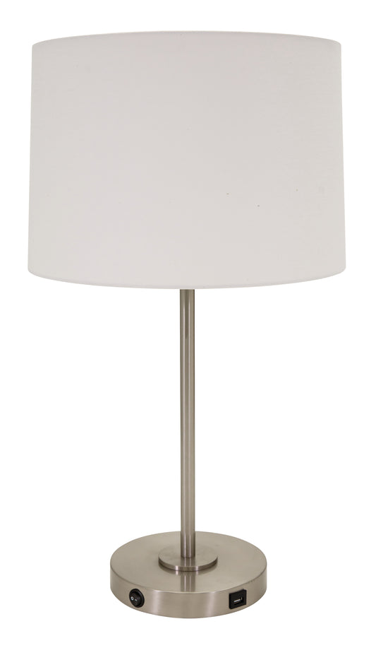 House of Troy Brandon Table Lamp USB Port Satin Nickel BR150-SN