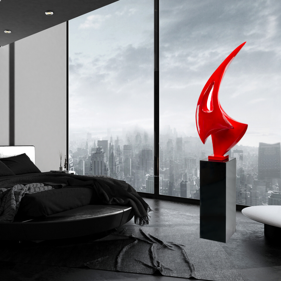Finesse Red Sail Floor Sculpture With Black Stand 70 Tall C481R