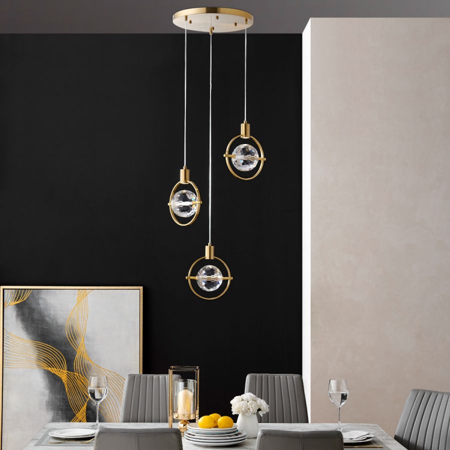 Finesse Hollywood Circle 3 Light Pendant Gold Ch 1120 3Gld