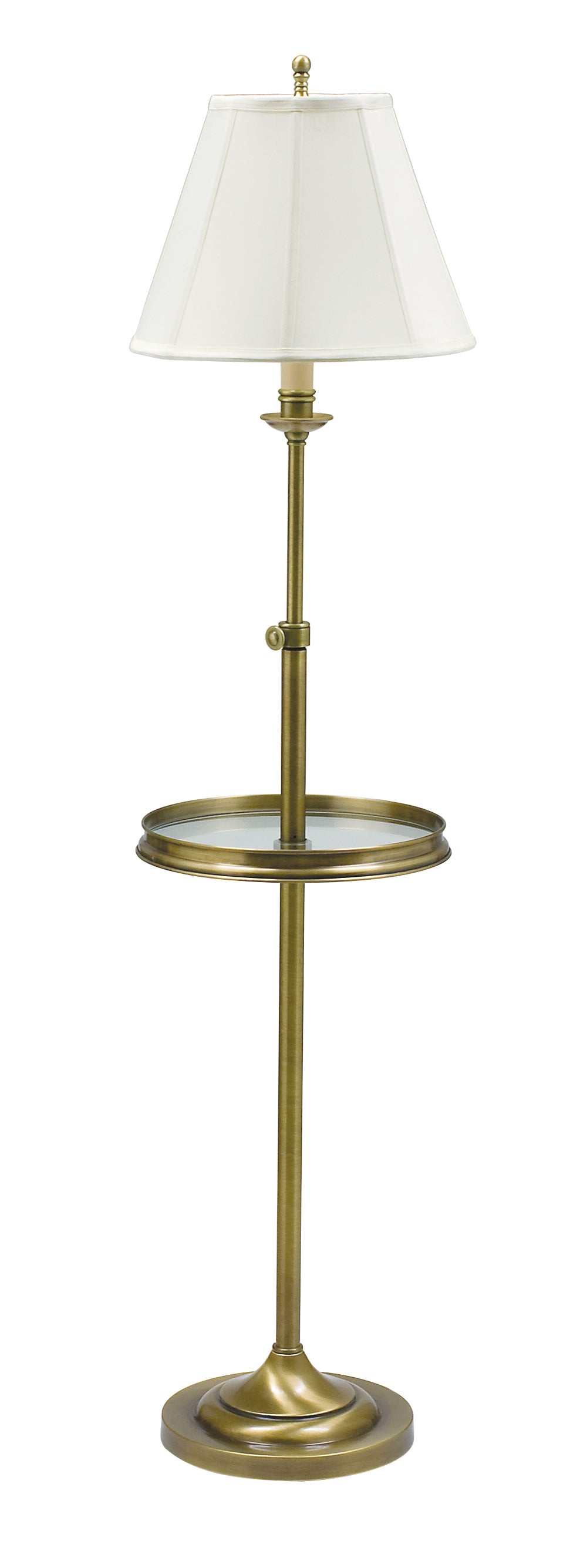 House of Troy Club Adjustable Antique Brass Floor Lamp Glass Table CL202-AB