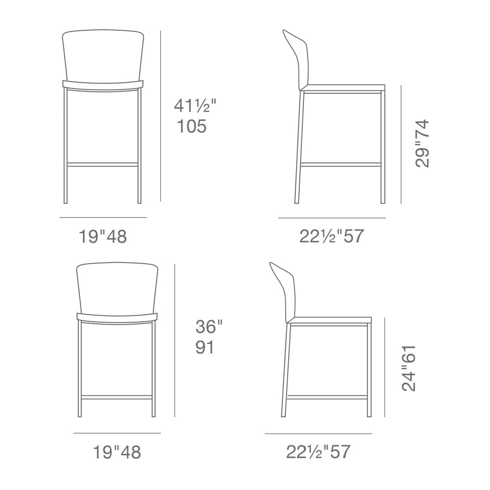 sohoConcept Capri Metal Bar Stool Fabric High Back