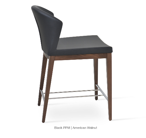 sohoConcept Capri Wood Counter Stool Leather High Back