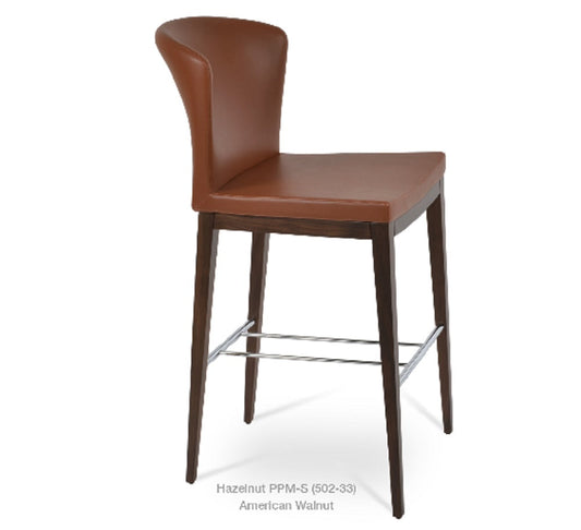 sohoConcept Capri Wood Bar Stool Leather High Back