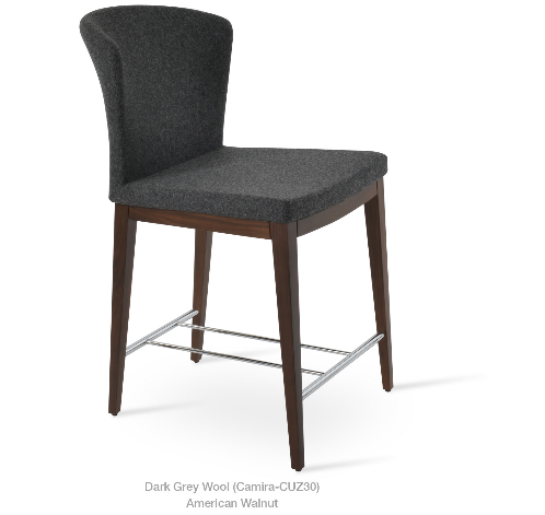 sohoConcept Capri Wood Bar Stool Fabric High Back