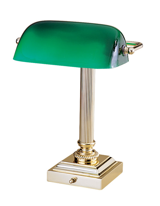 House of Troy Shelburne Polished Brass Green Glass Lamp DSK428-G61