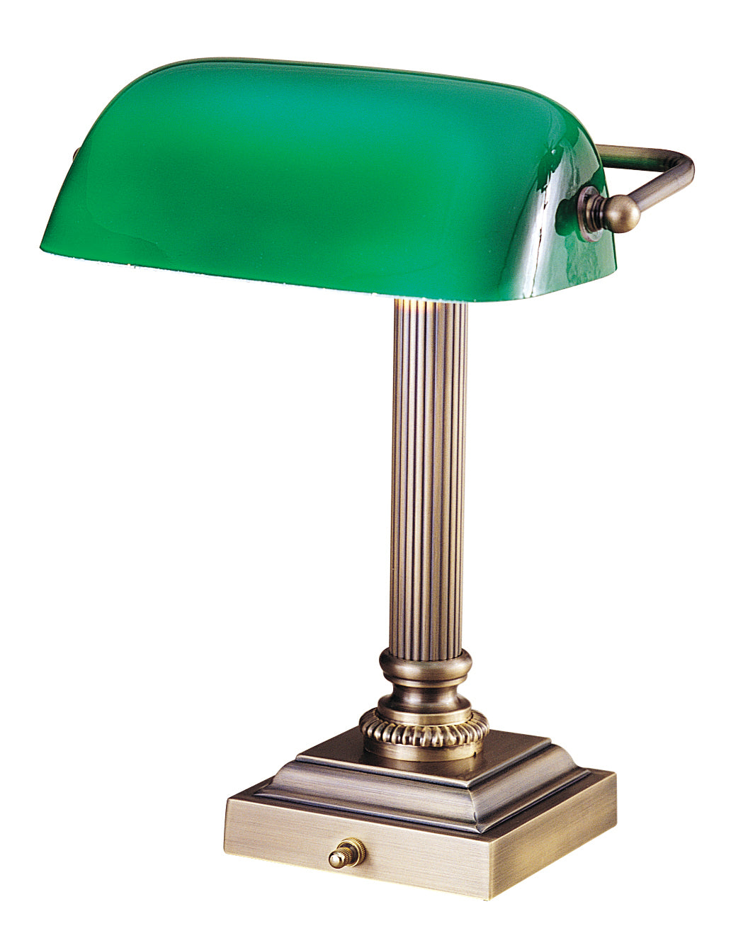 House of Troy Shelburne Antique Brass Green Glass Lamp DSK428-G71