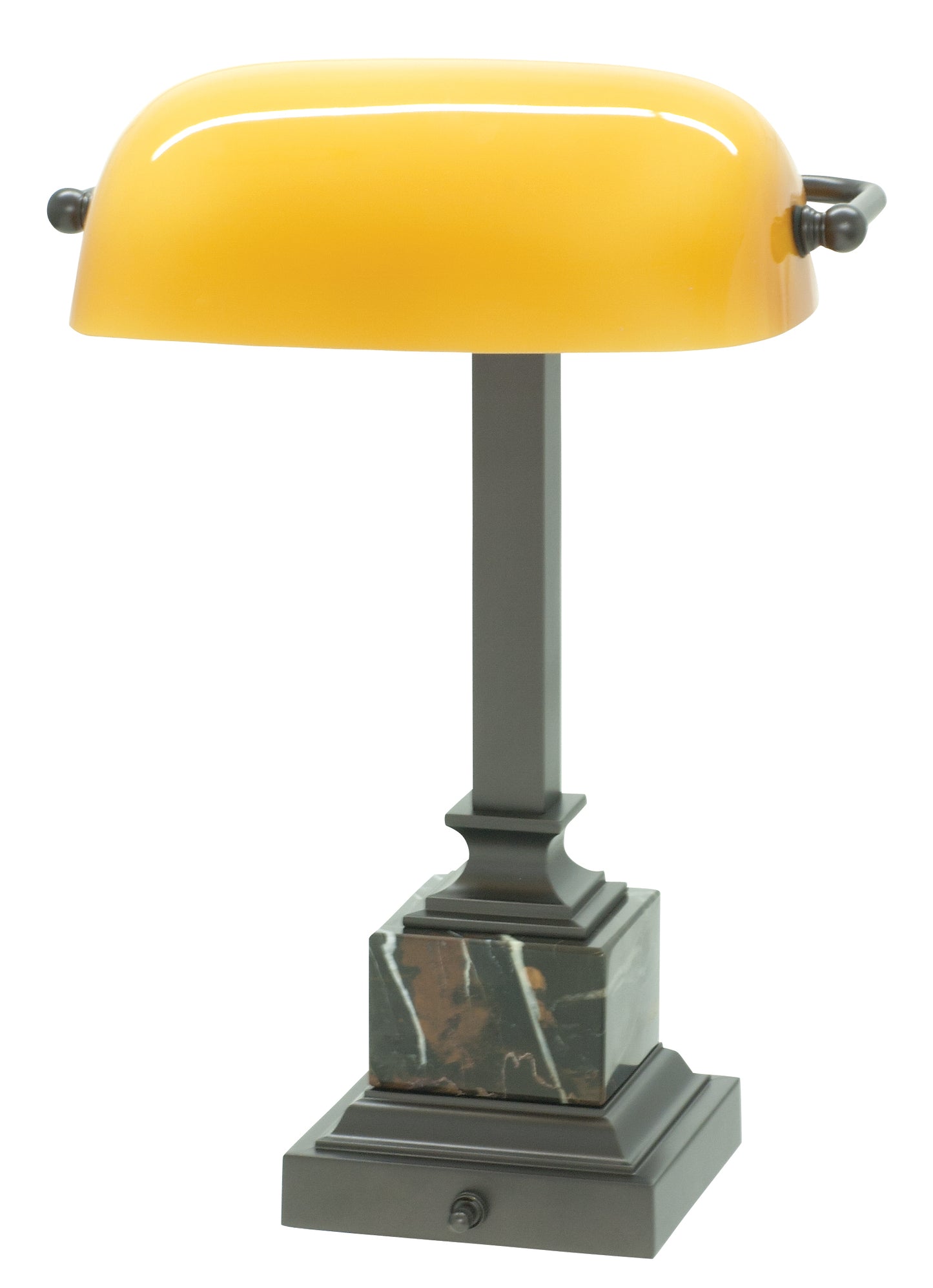House of Troy Shelburne Mahogany Bronze Amber Glass Desk Lamp DSK430-MB