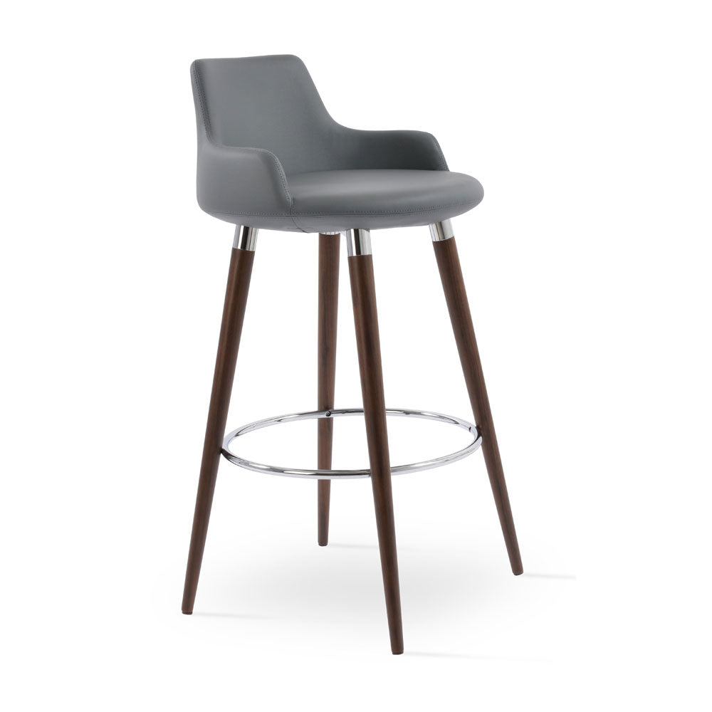 sohoConcept Dervish Wood Stool Leather