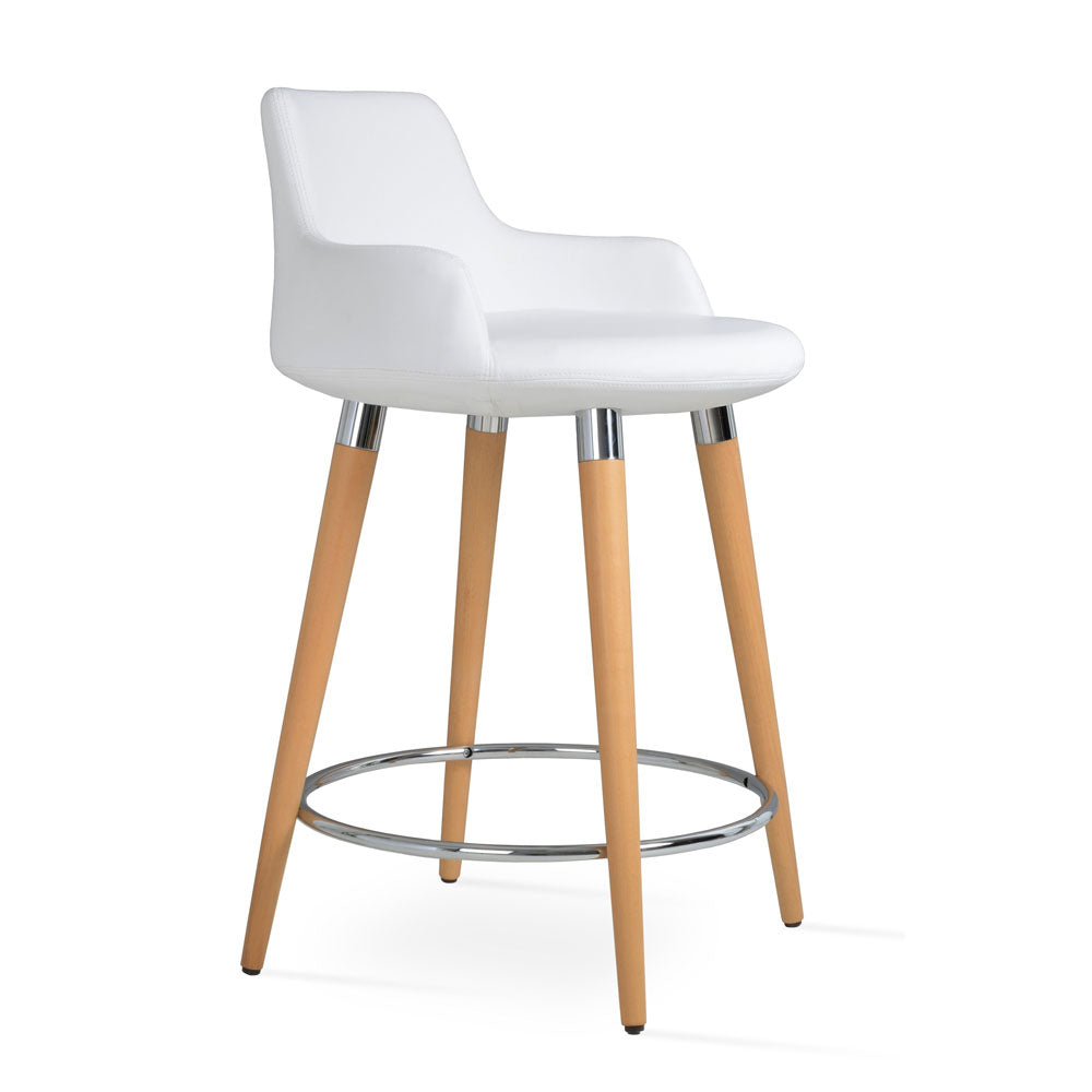 sohoConcept Dervish Wood Stool Leather