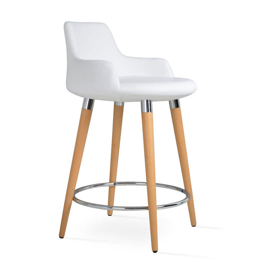 sohoConcept Dervish Wood Stool Leather