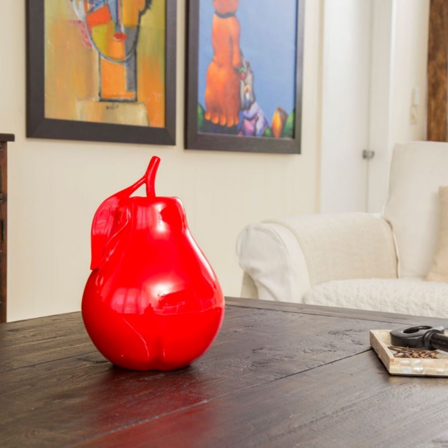 Finesse Solid Color Pear Sculpture Red E1279R