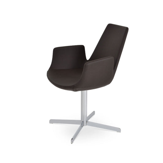 sohoConcept Eiffel 4 Star Armchair Leather in Chrome