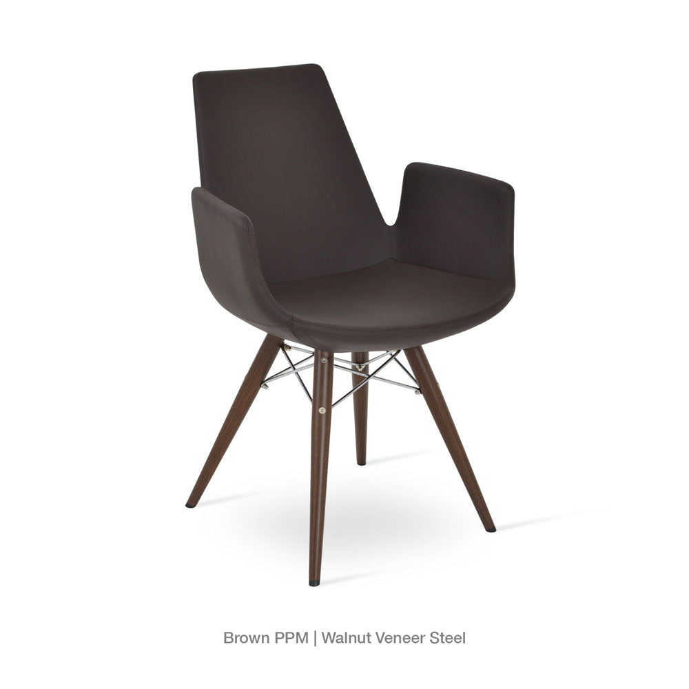 sohoConcept Eiffel MW Armchair Leather in Stainless Steel