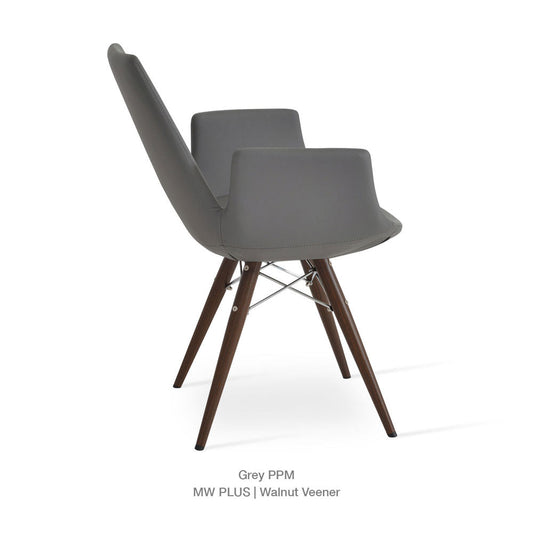 sohoConcept Eiffel MW Armchair Leather in Natural Veneer Steel