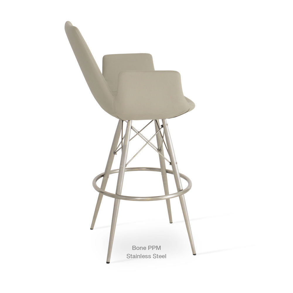 sohoConcept Eiffel MW Arm Counter Stool Leather in Stainless Steel 