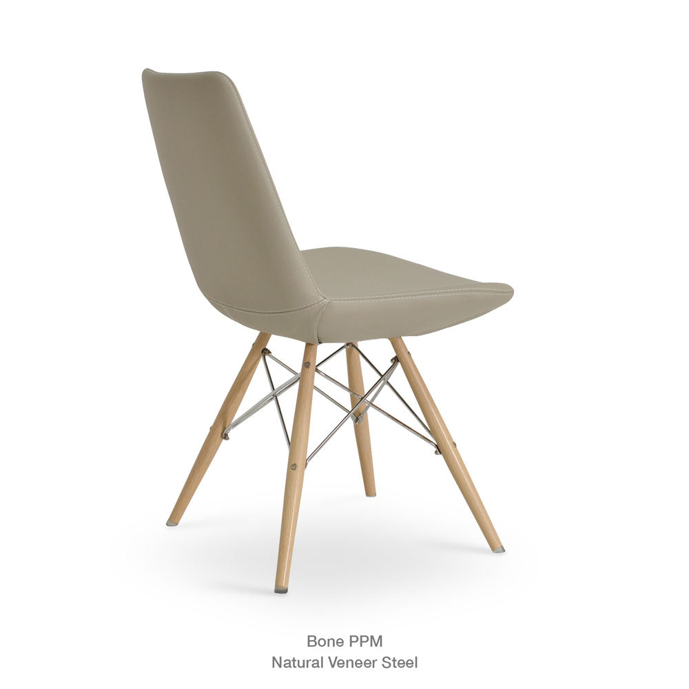 sohoConcept Eiffel MW Chair Leather in Natural Veneer Steel