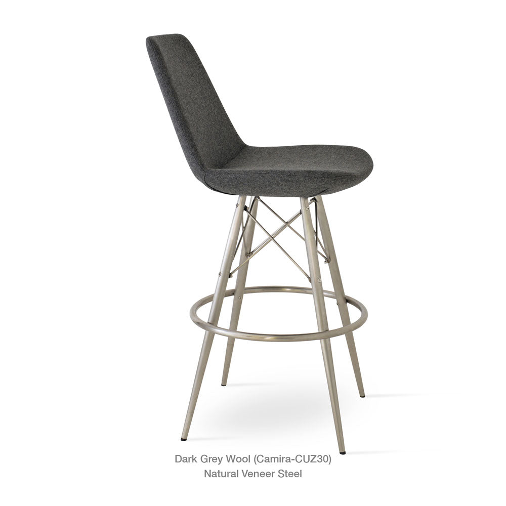 sohoConcept Eiffel MW Stool Fabric in Walnut Veneer Steel