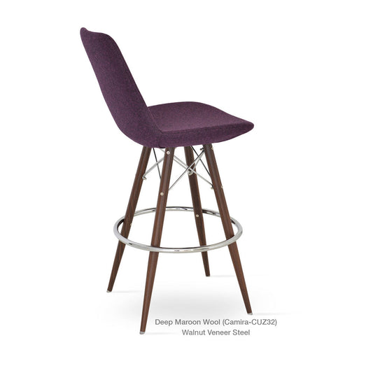 sohoConcept Eiffel MW Stool Fabric in Natural Veneer Steel