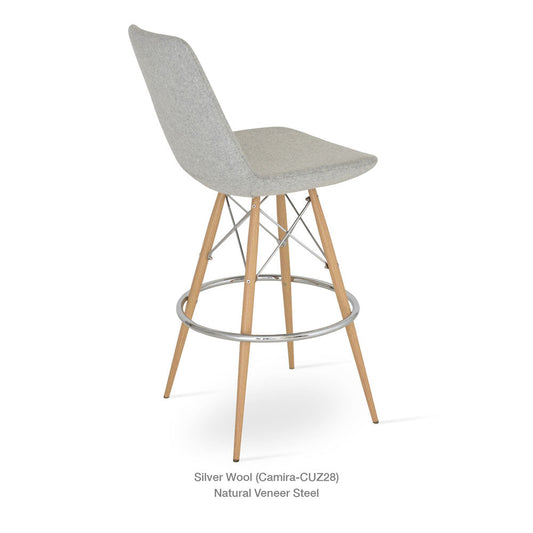 sohoConcept Eiffel MW Stool Fabric in Walnut Veneer Steel