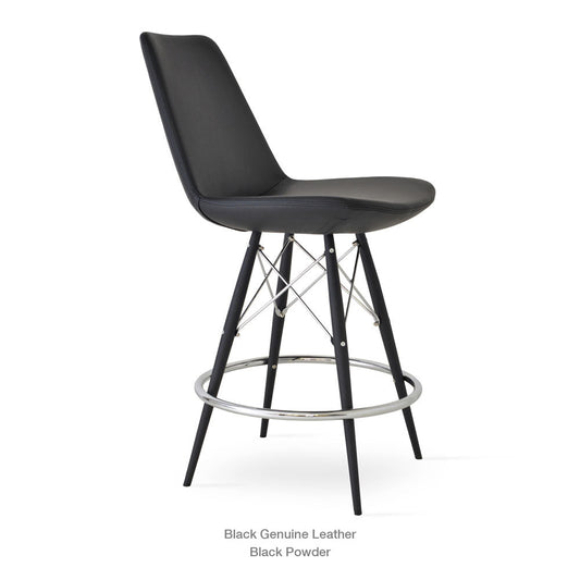 sohoConcept Eiffel MW Bar Stool Leather in Stainless Steel