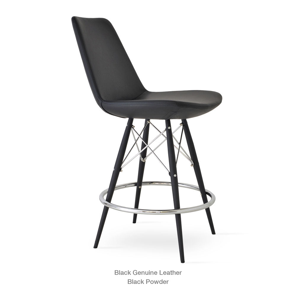 sohoConcept Eiffel MW Counter Stool Leather in Stainless Steel